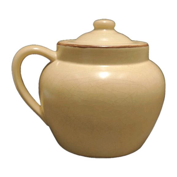 Vintage Pfalzgraff Village Bean Pot W/Handle & Lid #70 Retired Pattern Crazing - Picture 2 of 13